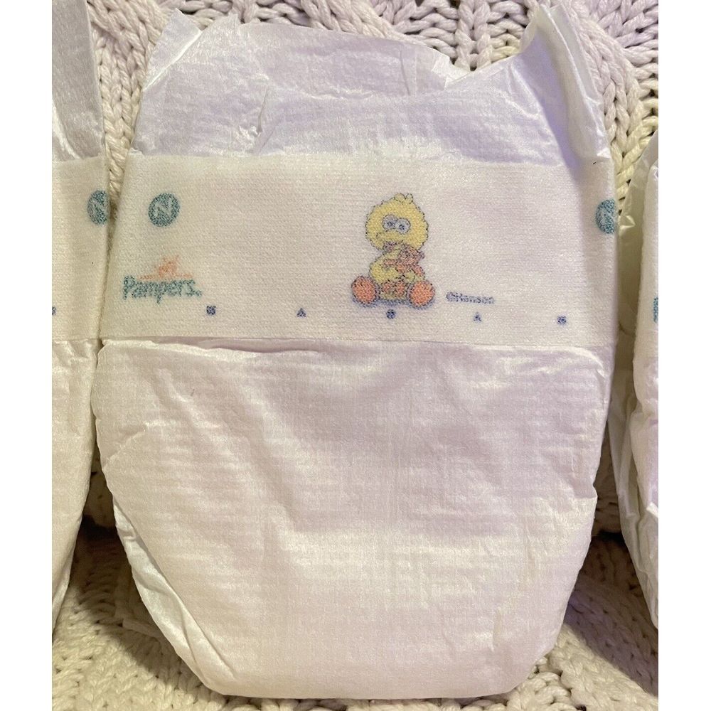 Vintage 90s‎ Pampers Baby Dry Sesame Street Henson Diaper Newborn Big Bird